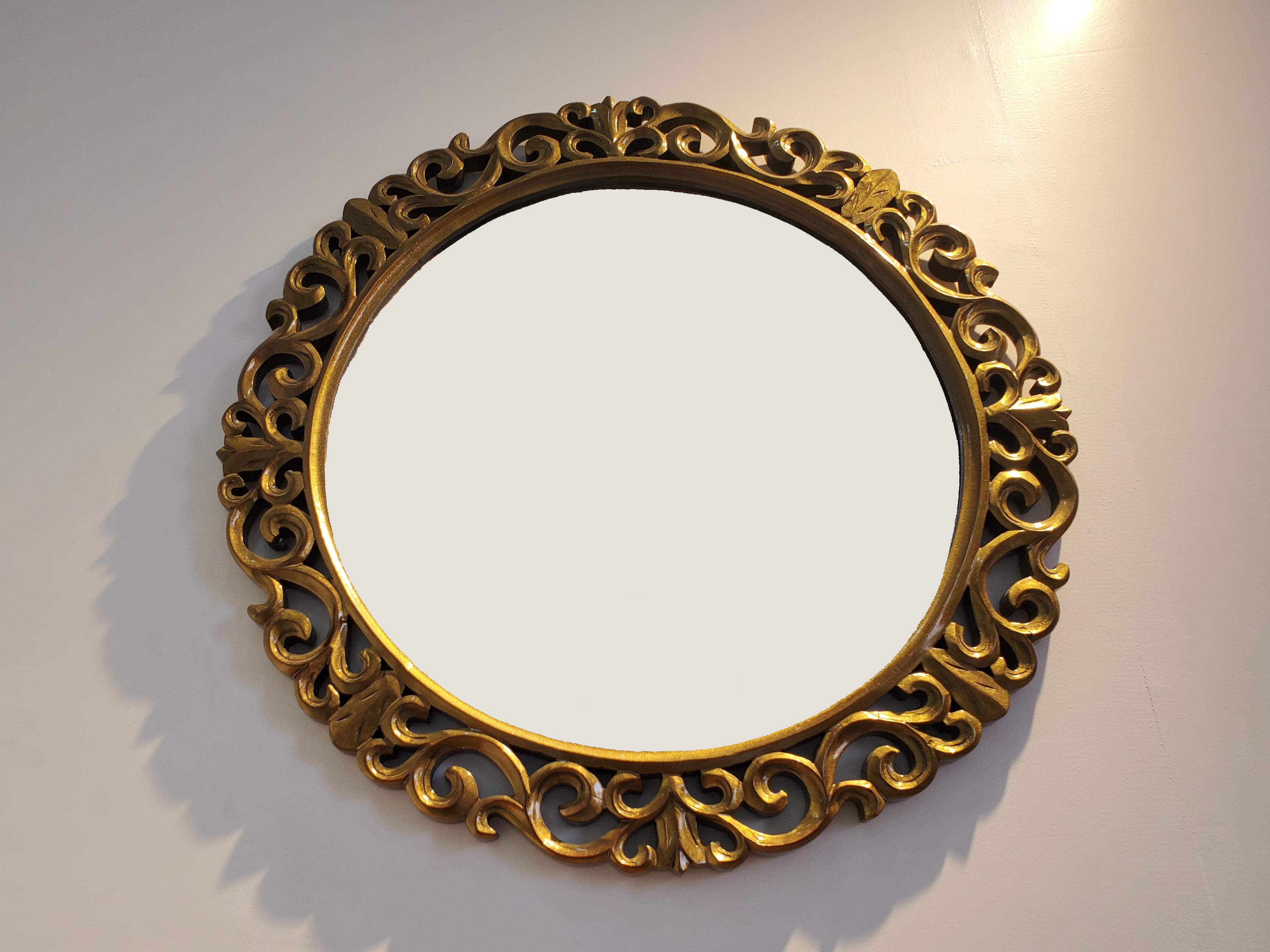 Carved Round Mirror