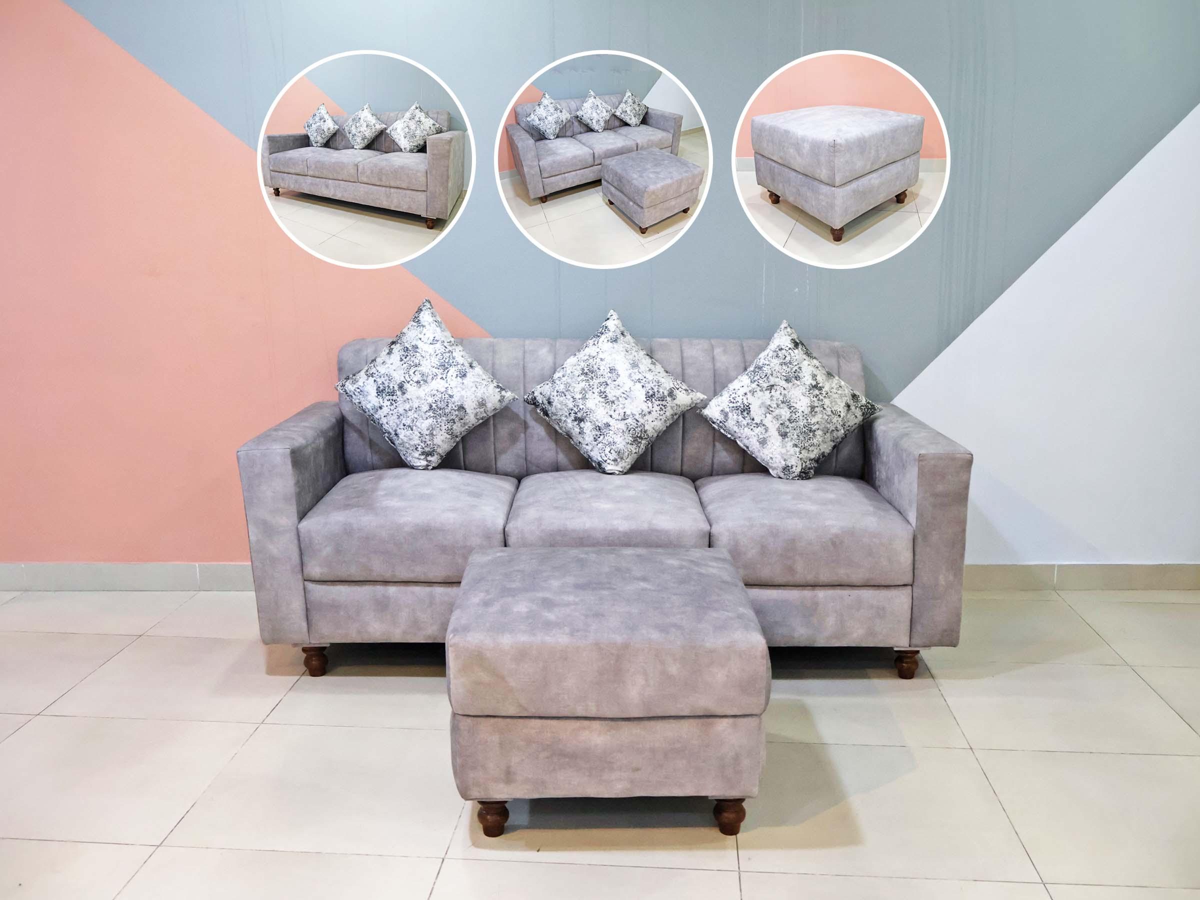 Fabric Sofa with Ottoman