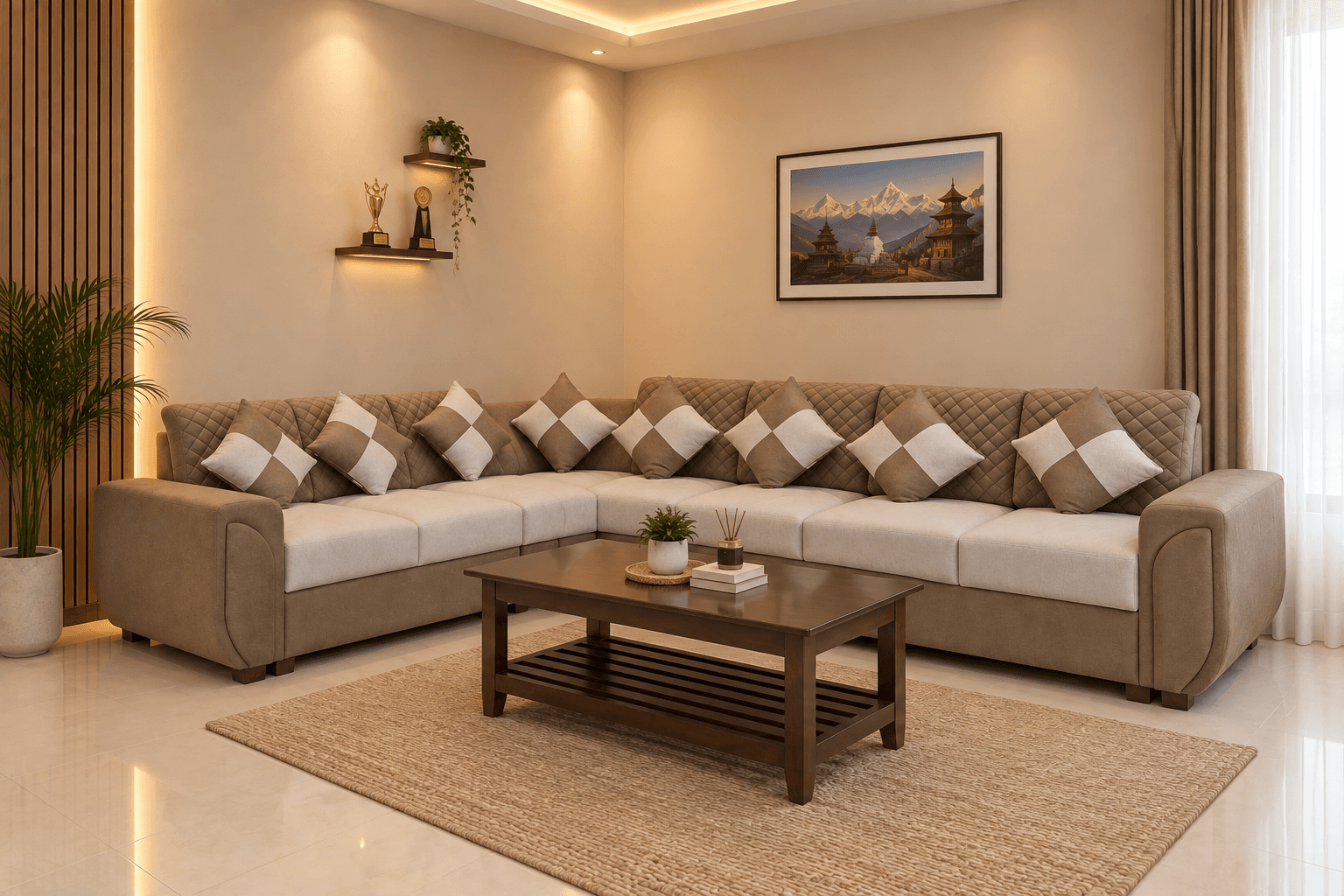 7-Seater L-Shaped Corner Sofa