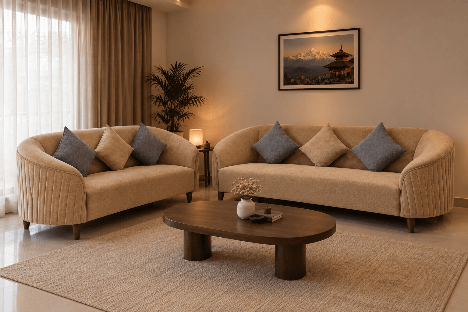 Beige Elegance Sofa Set
