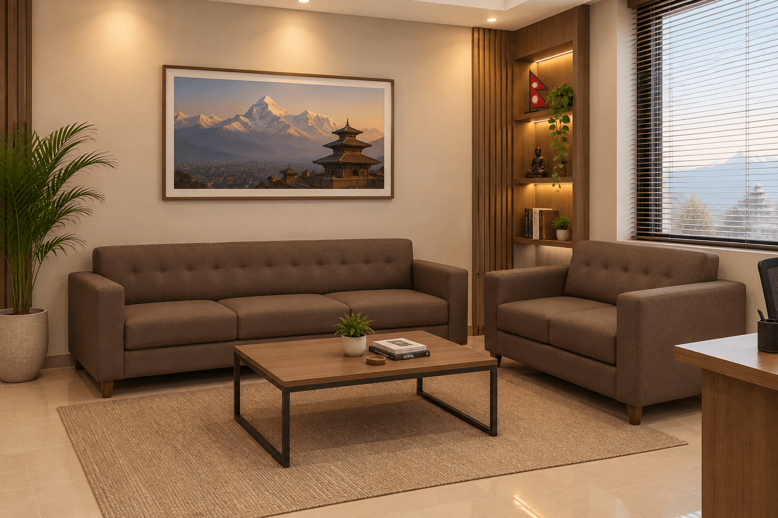 Brown Rexine Sofa Set