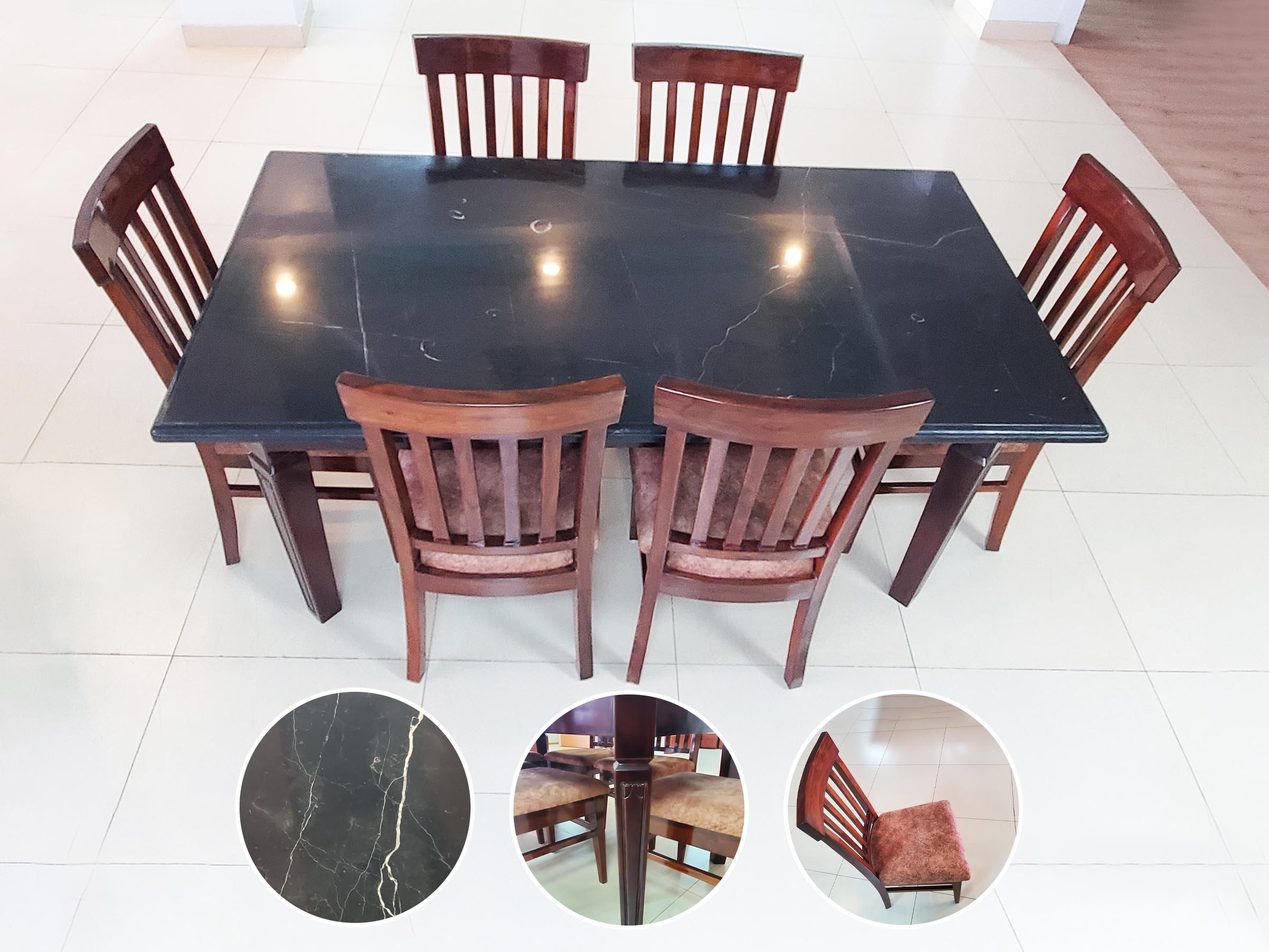 Black Italian Marble Dining Set