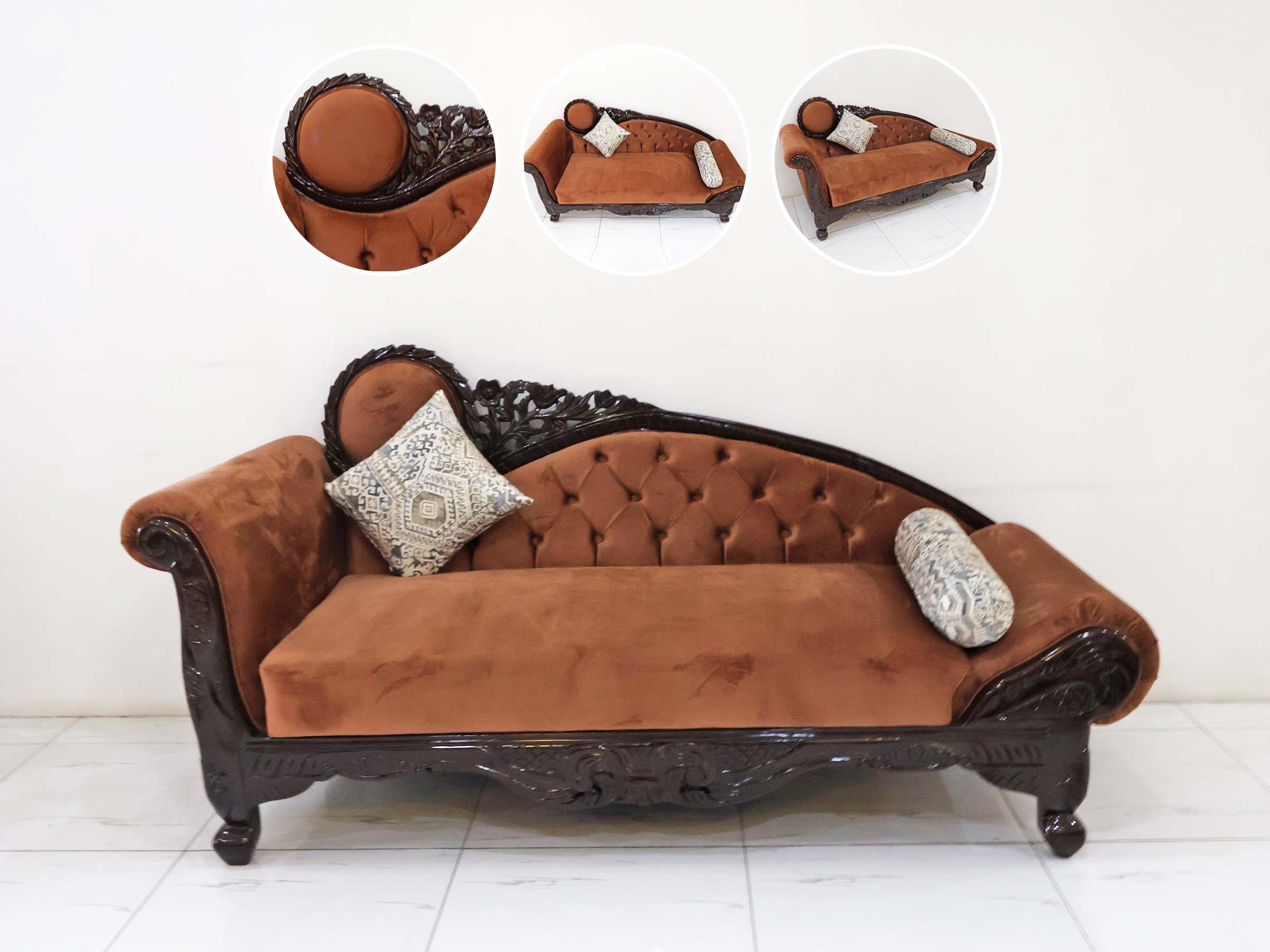 Chocolate Brown Carved Diwan