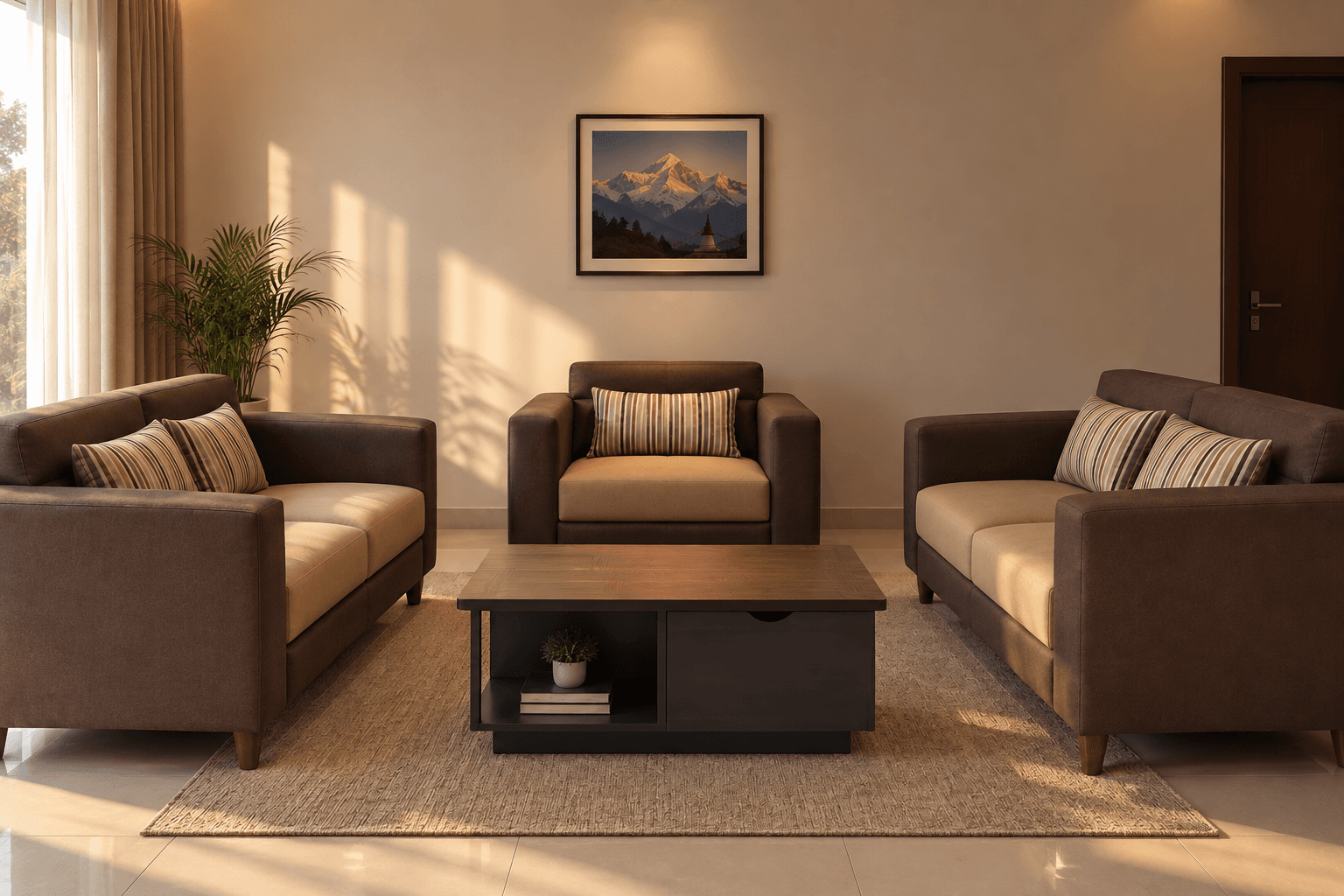 Dual-Color Rexine Sofa