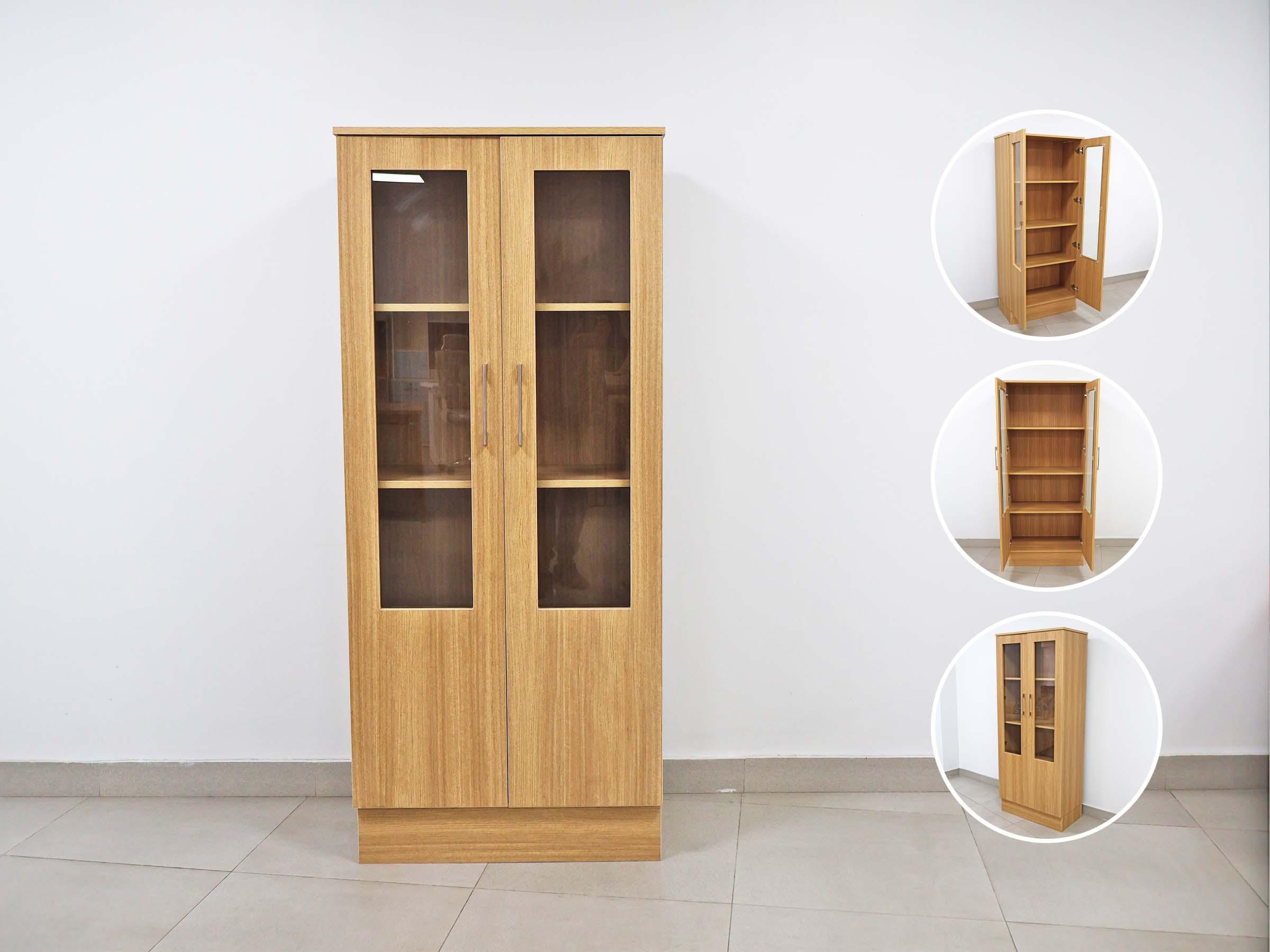 Glass-Door Wooden File Rack