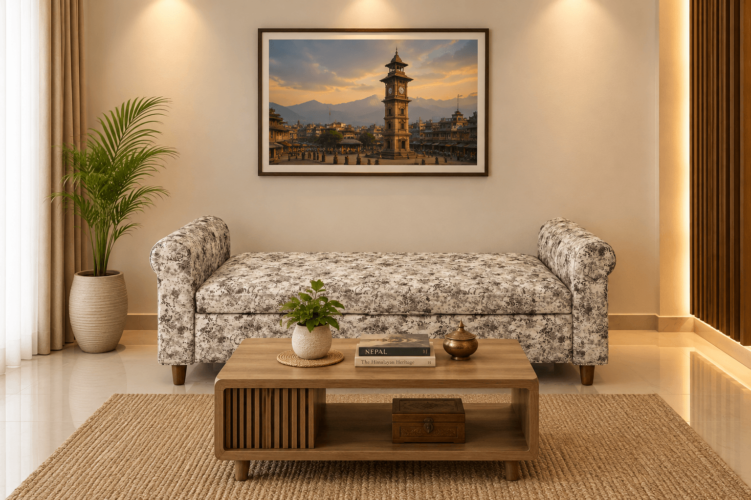 Floral Diwan with Storage