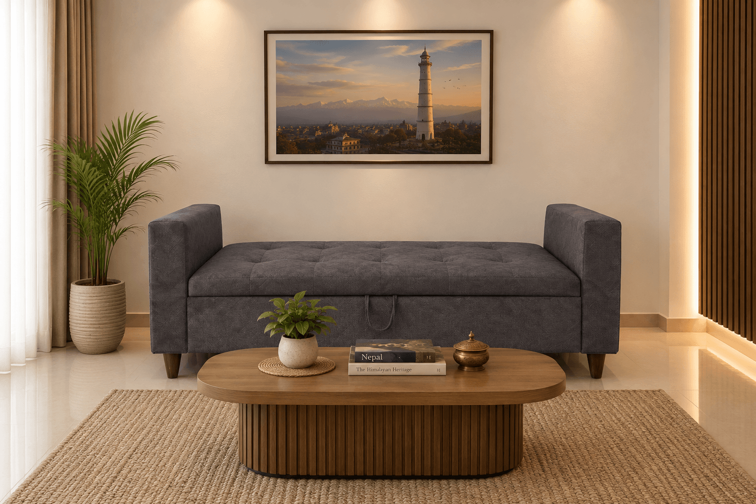 Grey Diwan with Storage