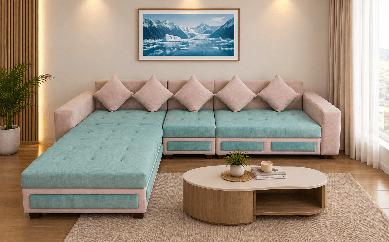 L-shaped lounge sofa