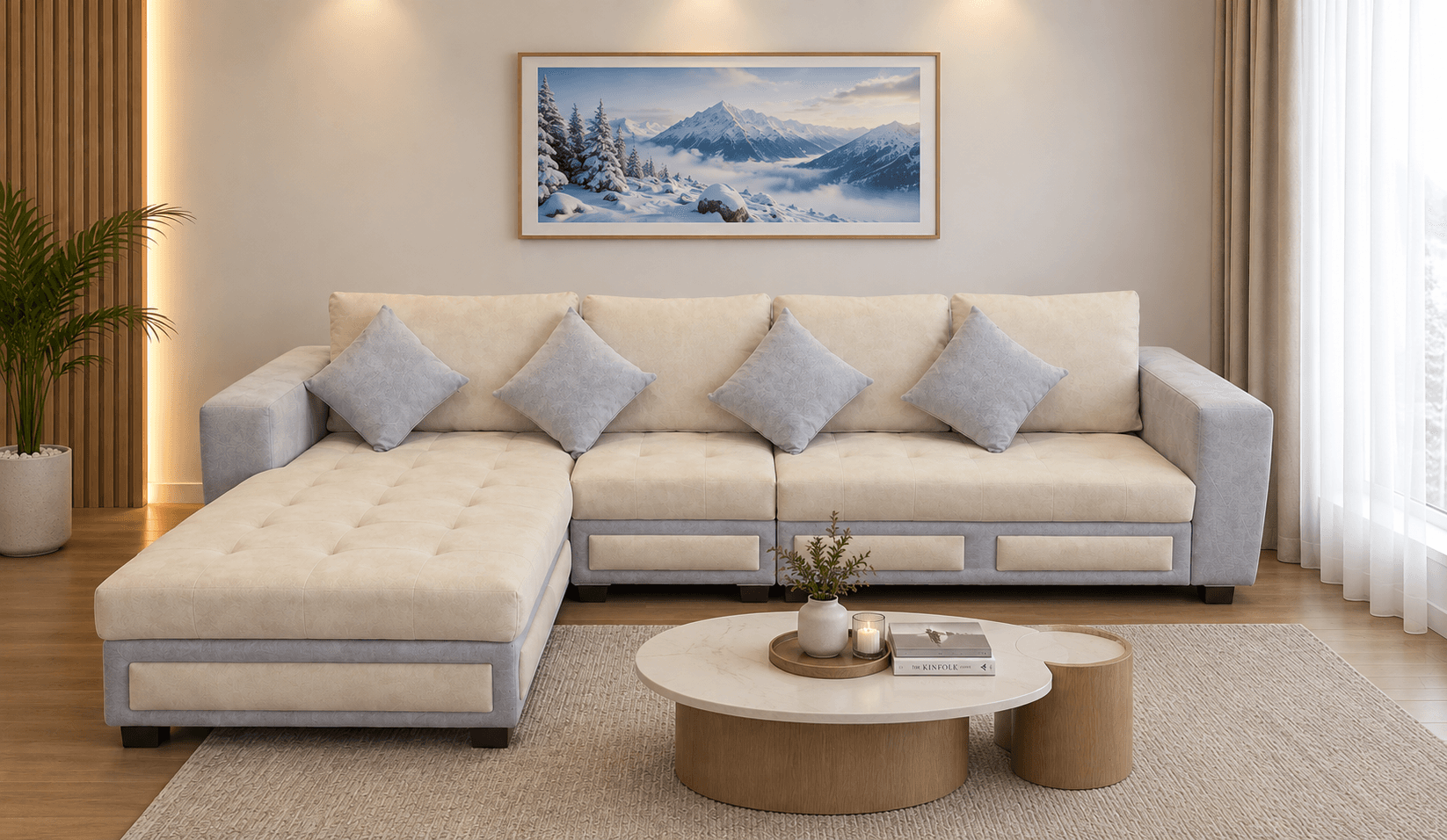 L-shaped lounge sofa