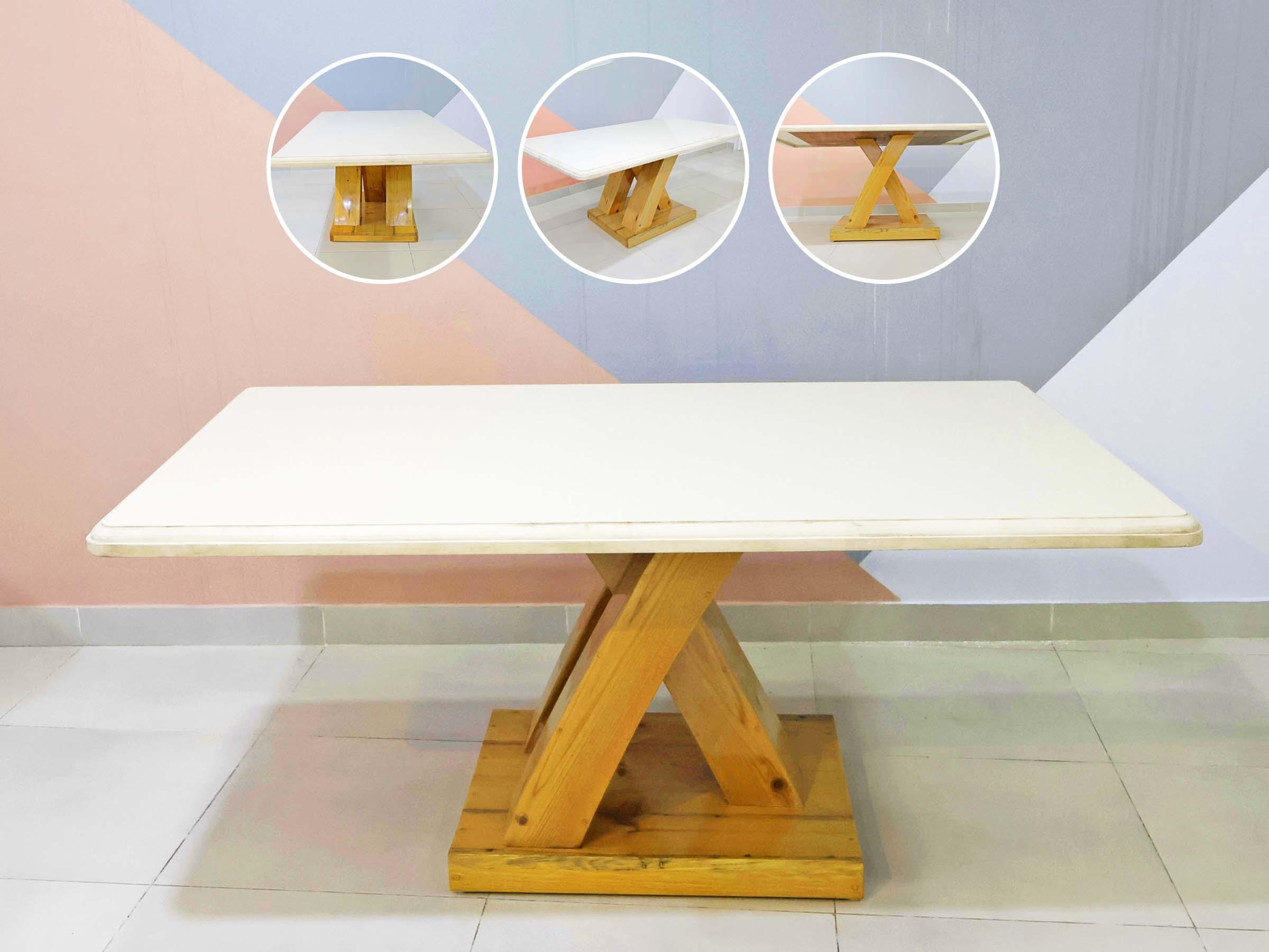 Quartz Top Dining Table with X-Base