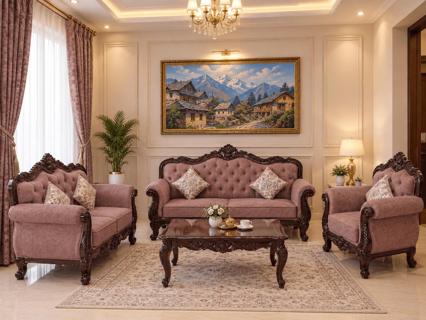 Maroon Royal Sofa Set