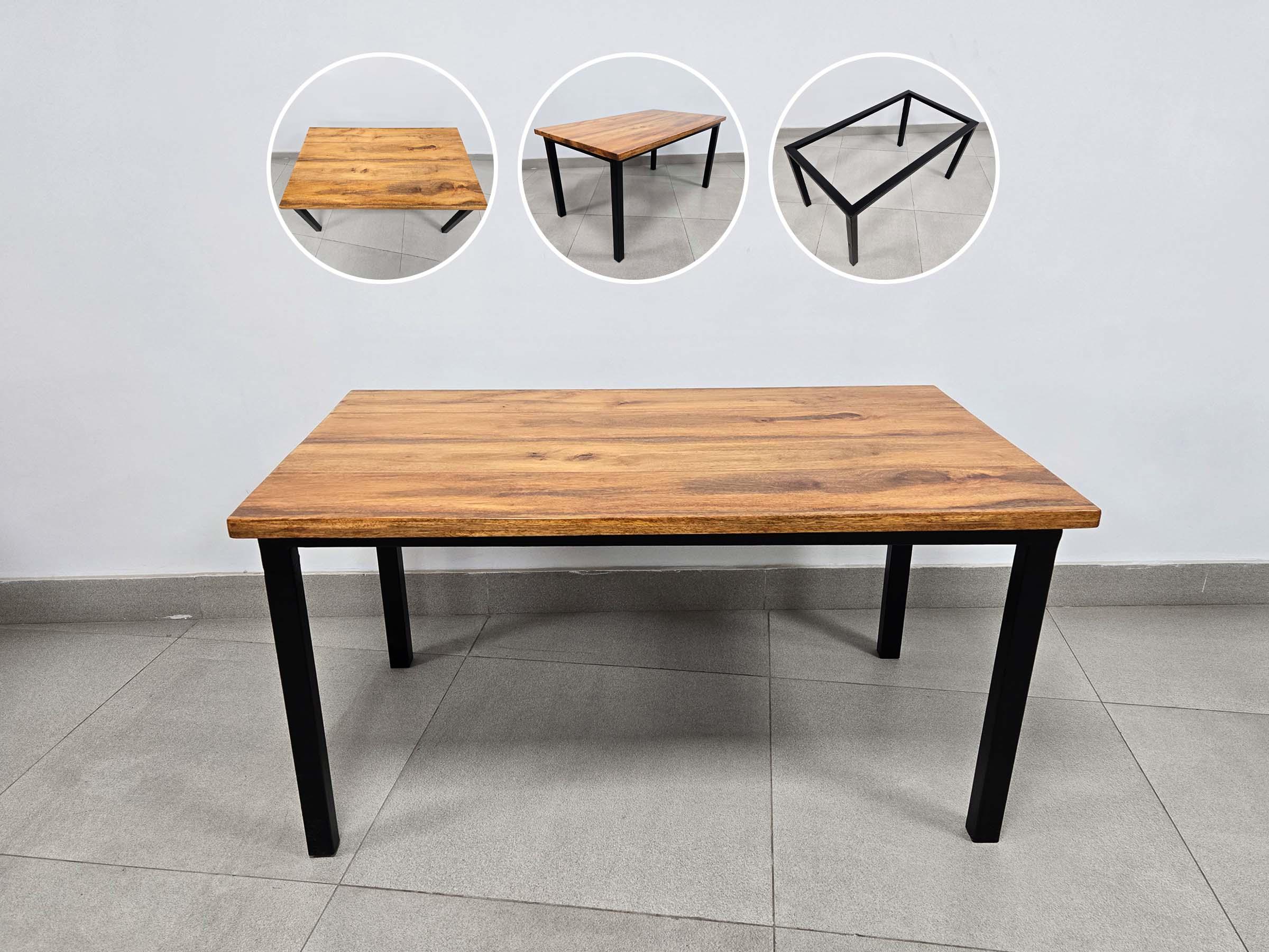 Metal Frame Wooden Top Table