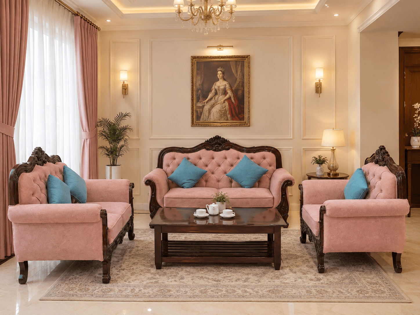 Rosé Blush Royal Sofa Set