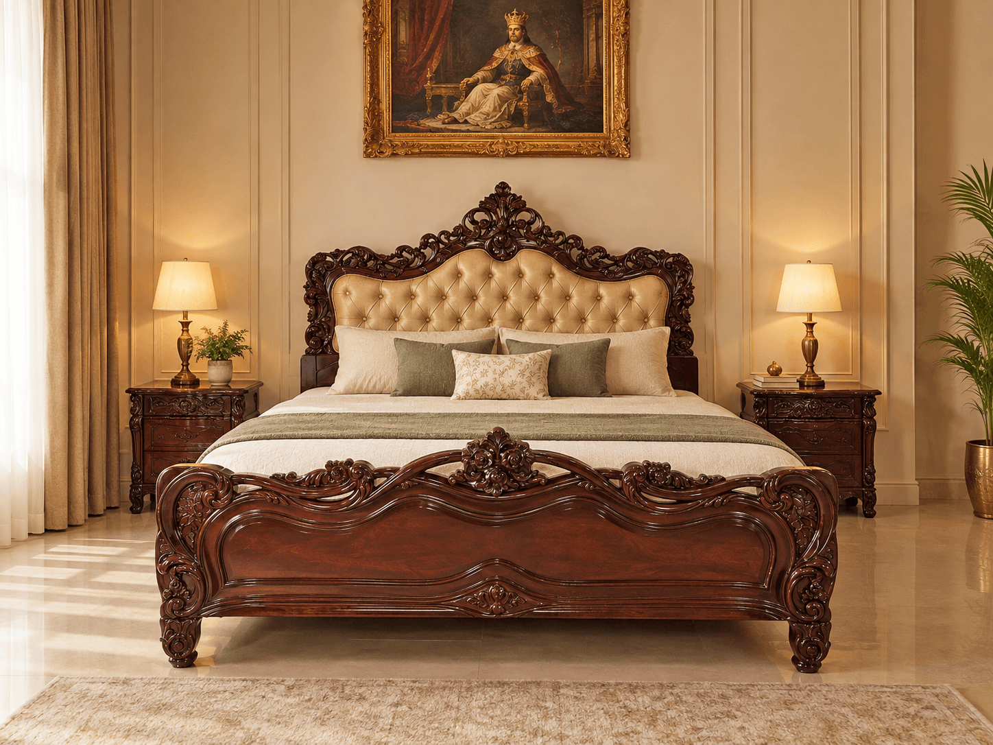 Golden Royal Carved Bed
