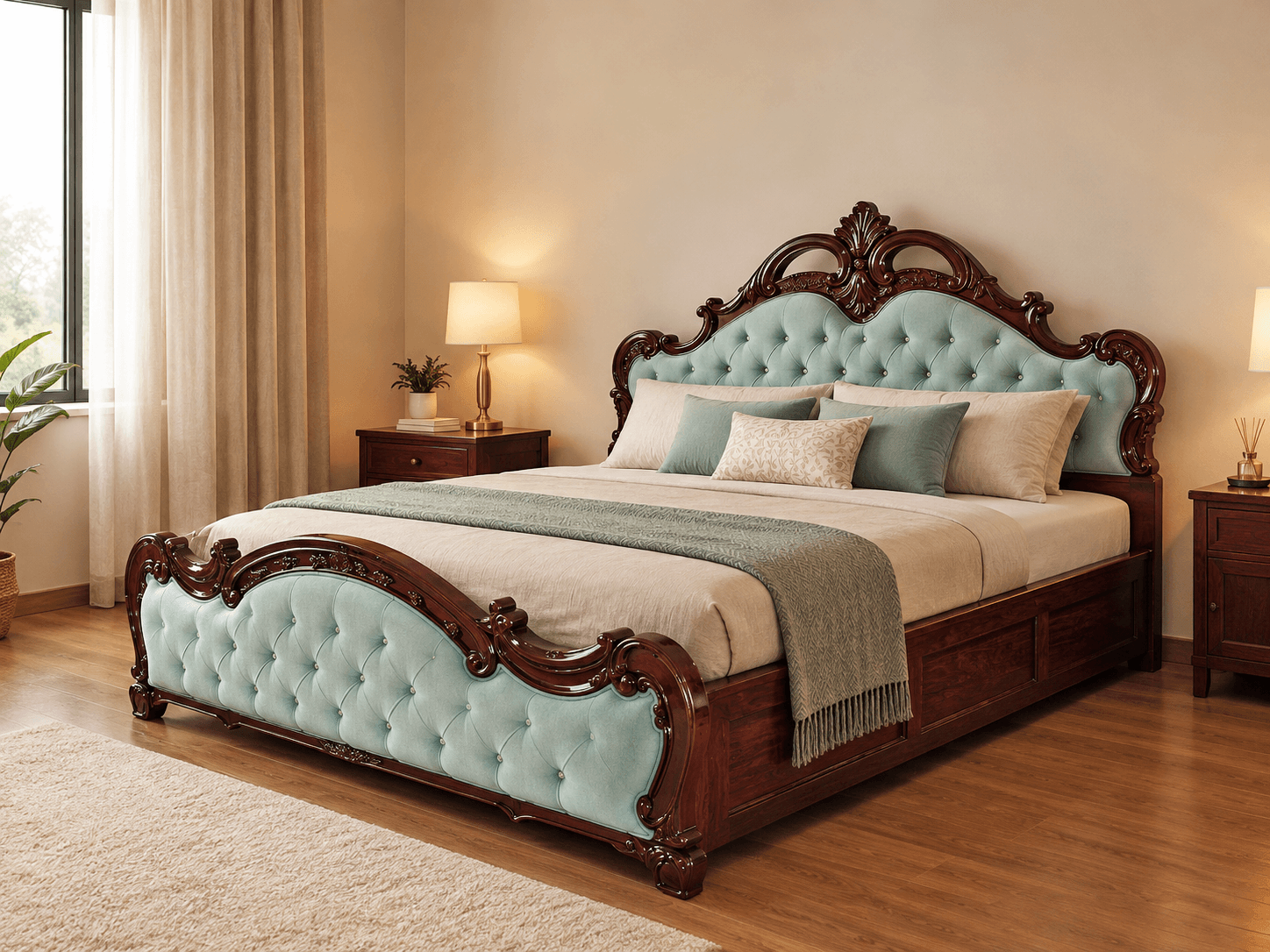 Sea Colored Royal Bed II - Furniture in Nepal