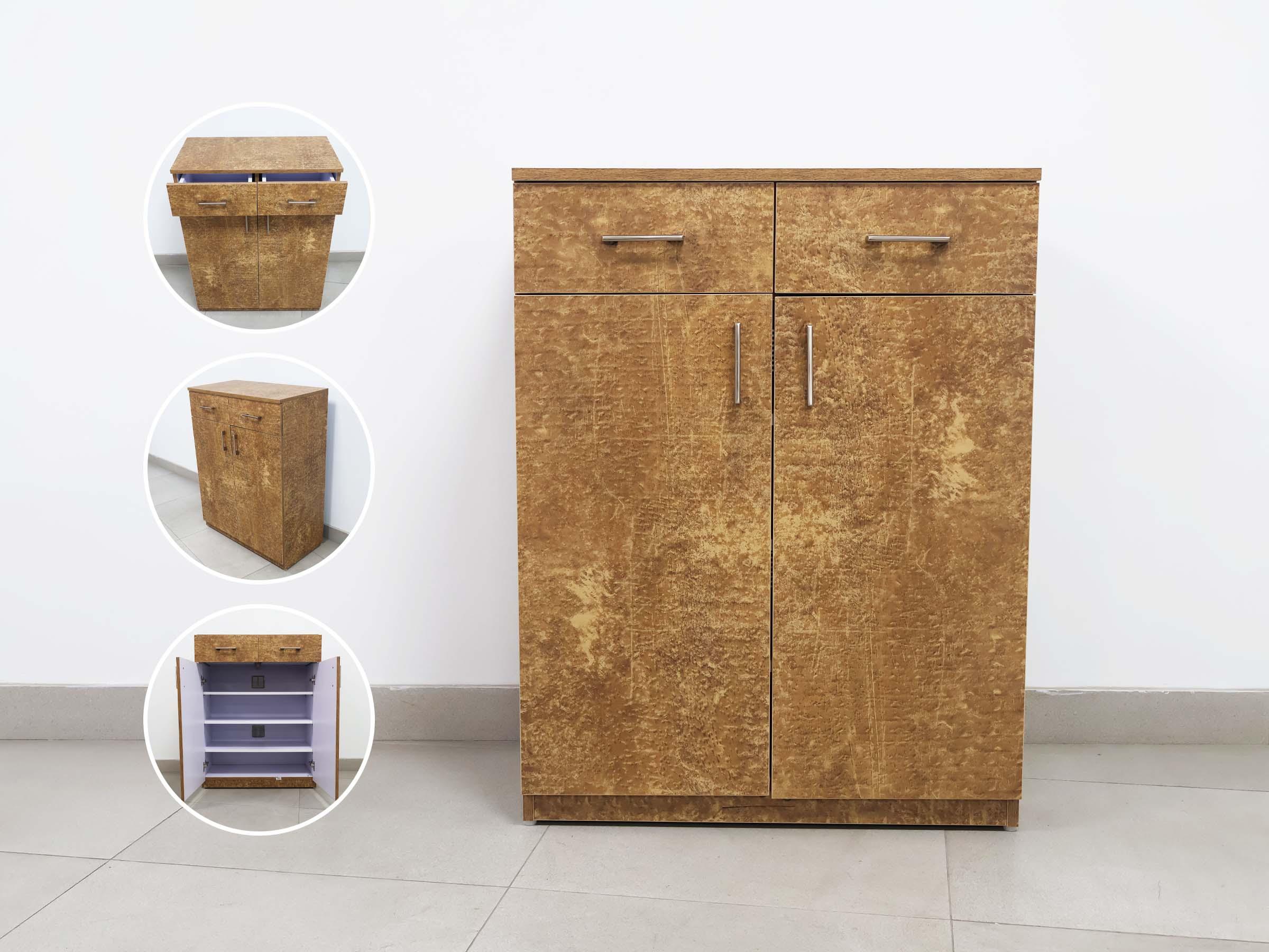 Textured Brown Shoes Rack