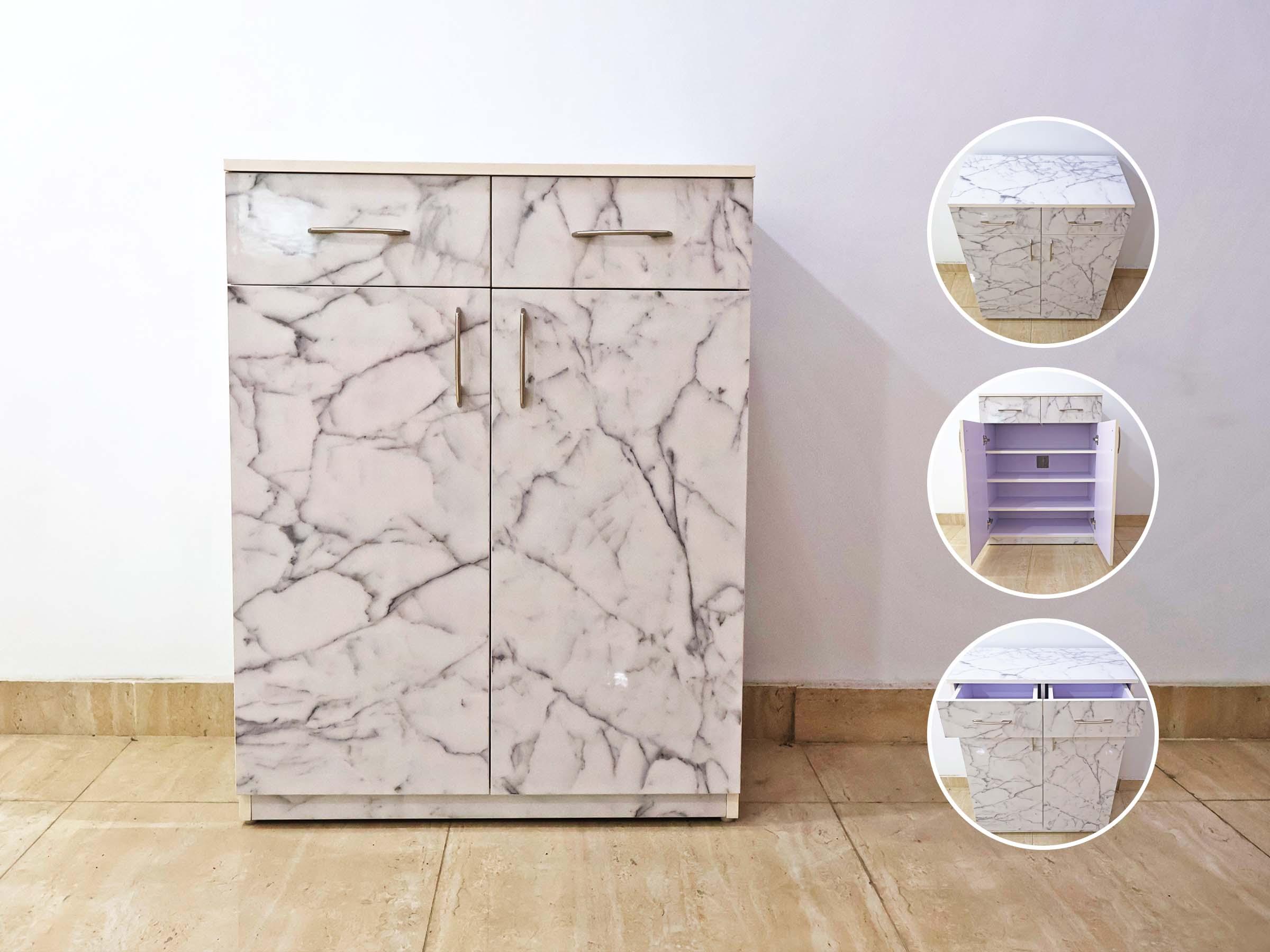 Glossy Marble-finish shoe rack