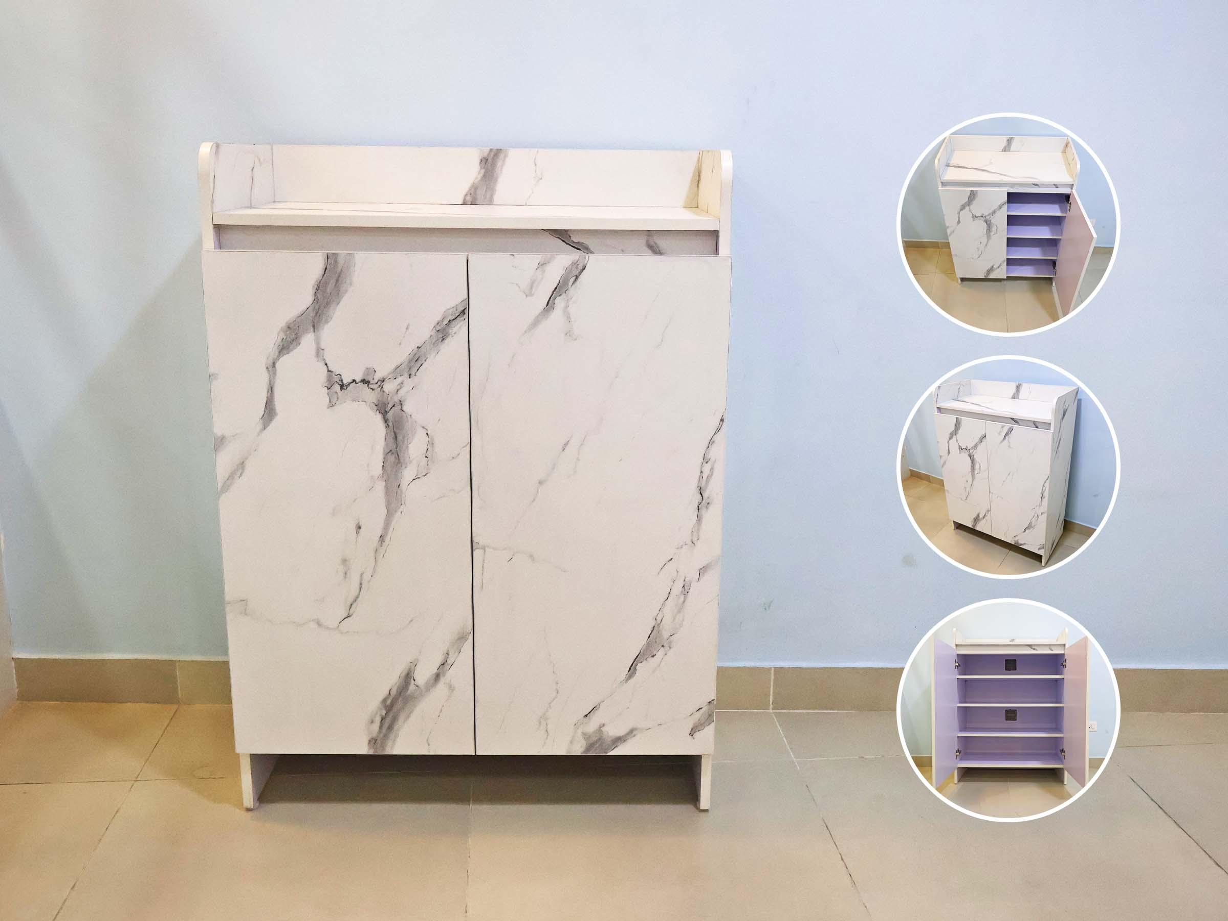 Marble-Look Shoe Rack