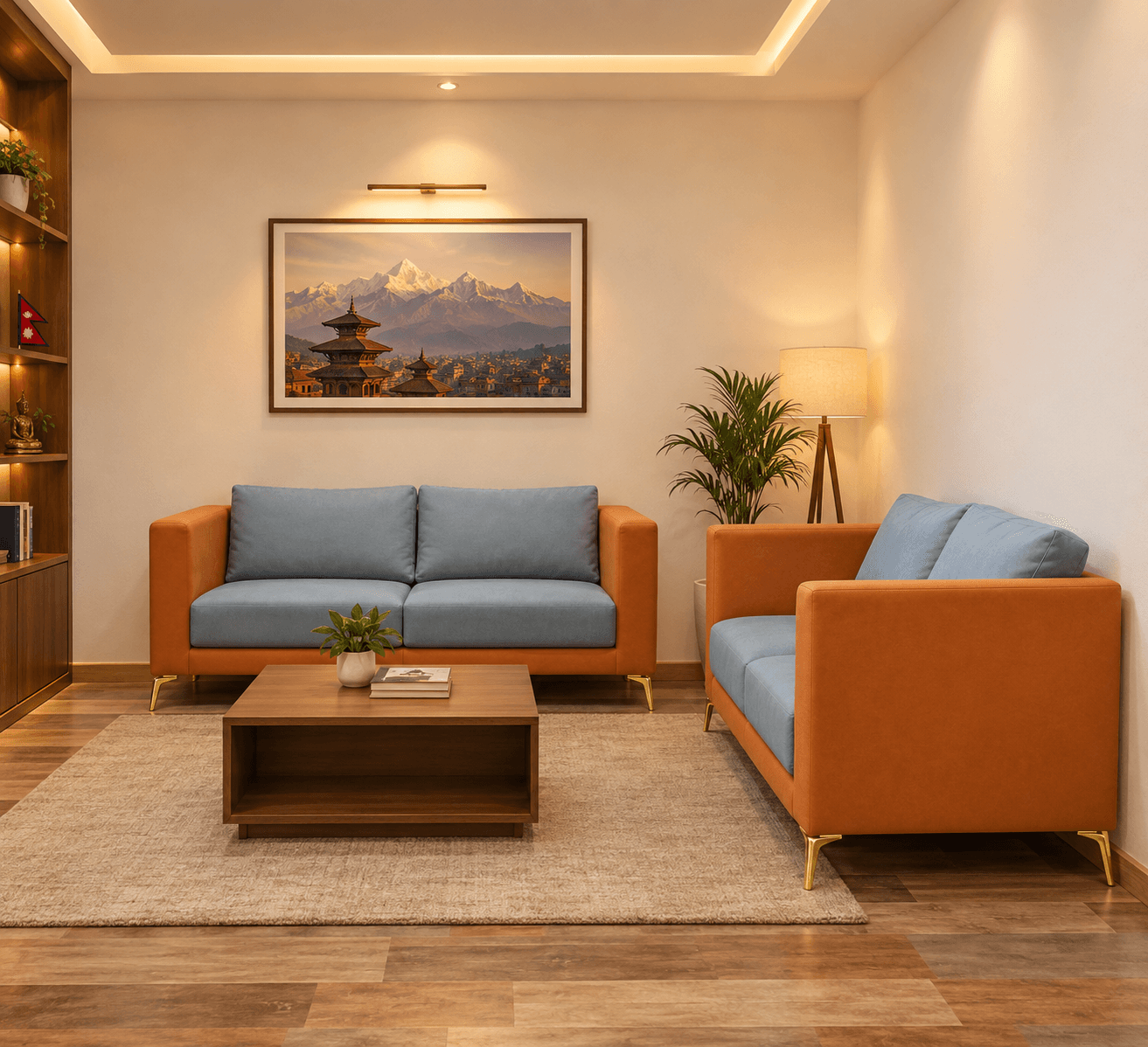 Vibrant Rexine Sofa Set