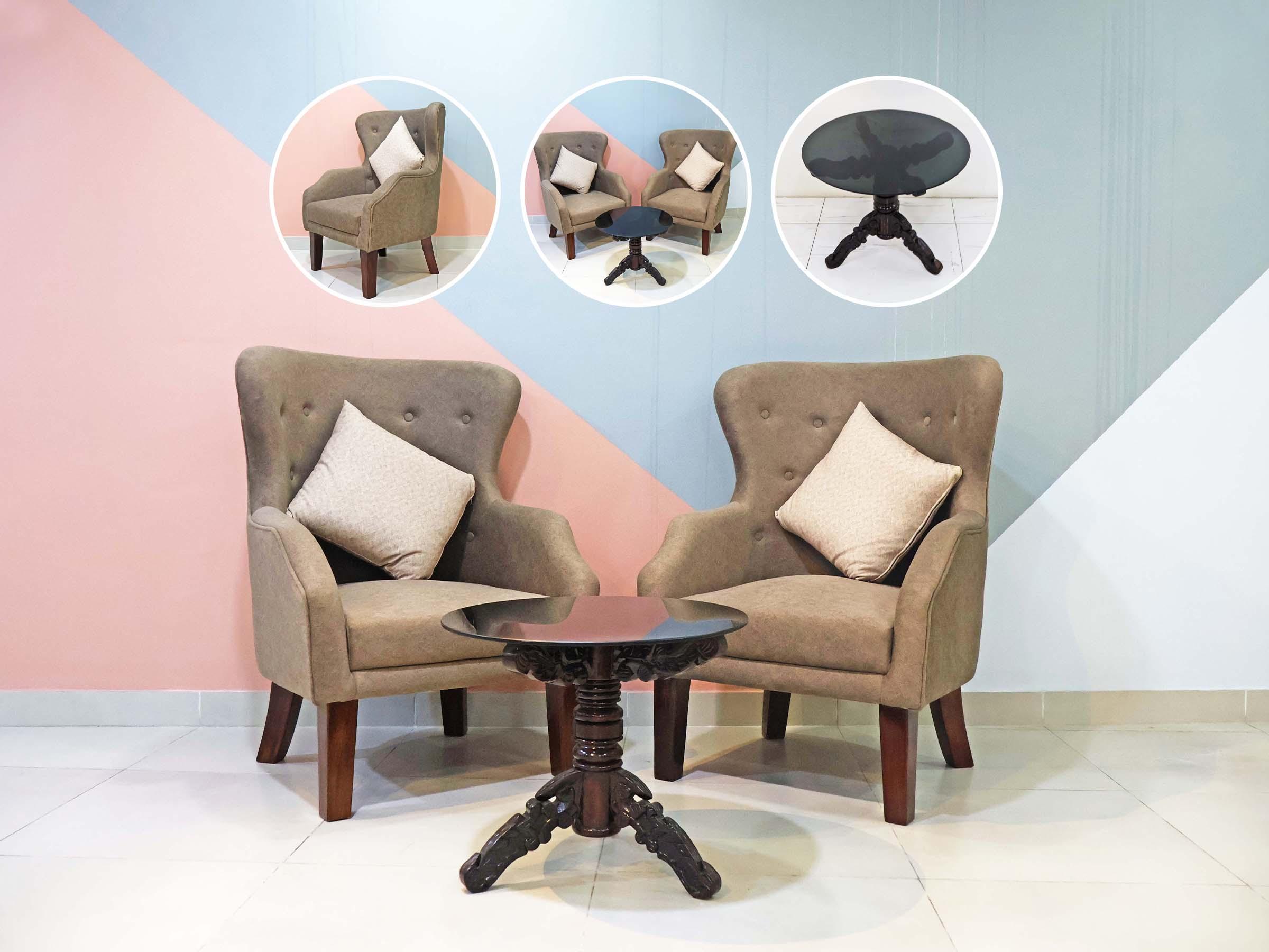 Wingback Chair & Table Set