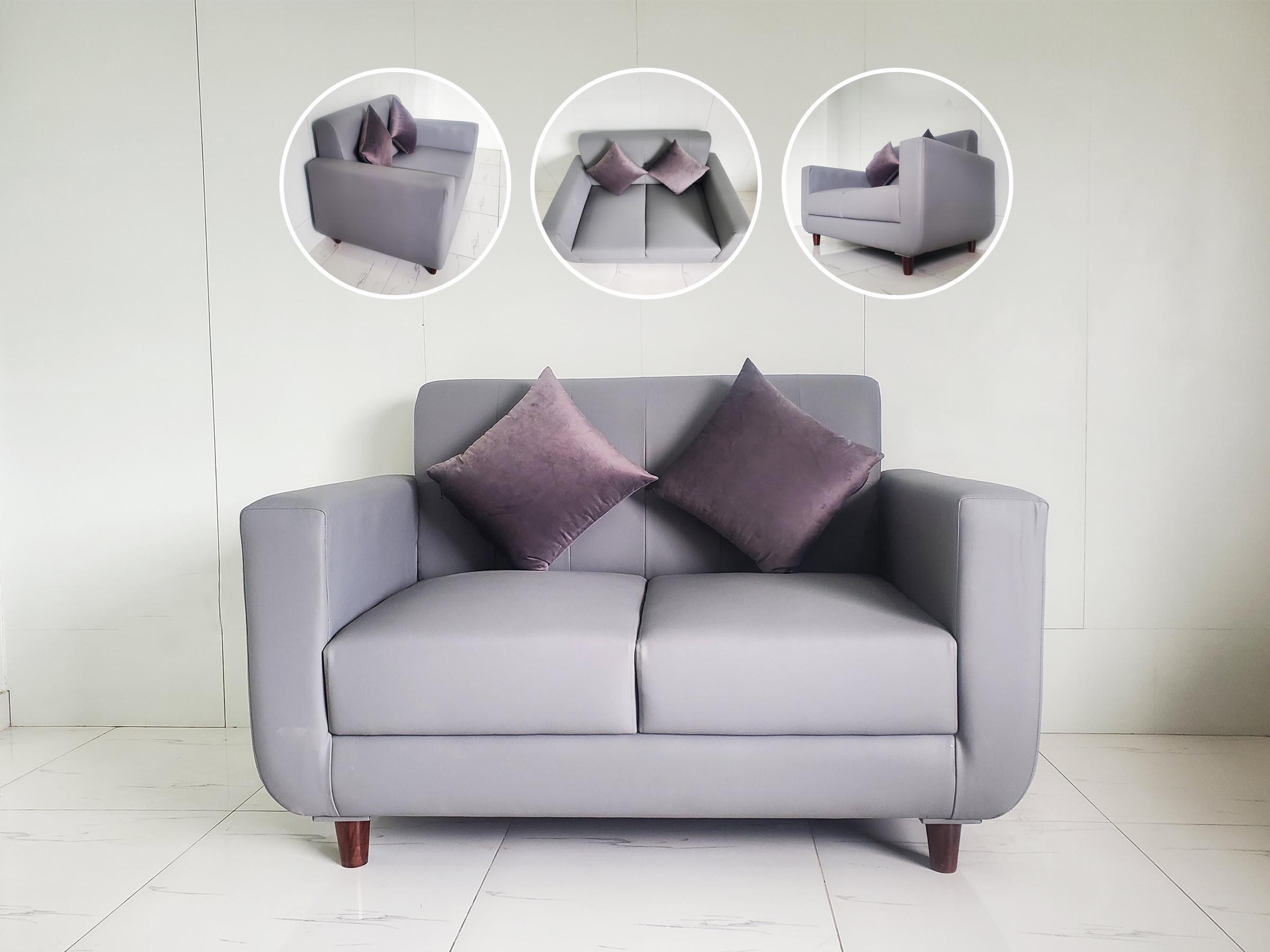 Grey Rexine Sectional Sofa