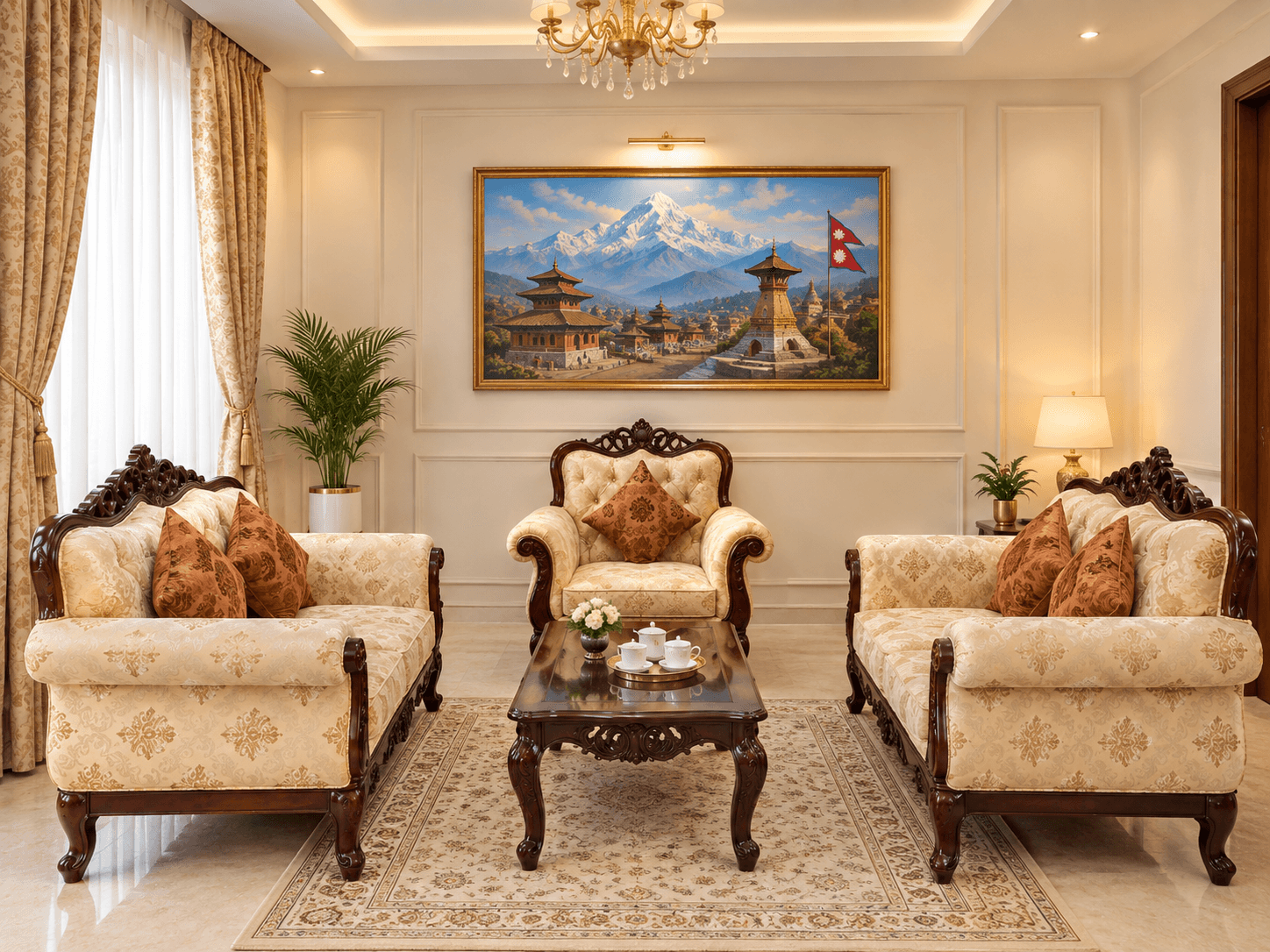 Royal Sofa with Patterned Fabric
