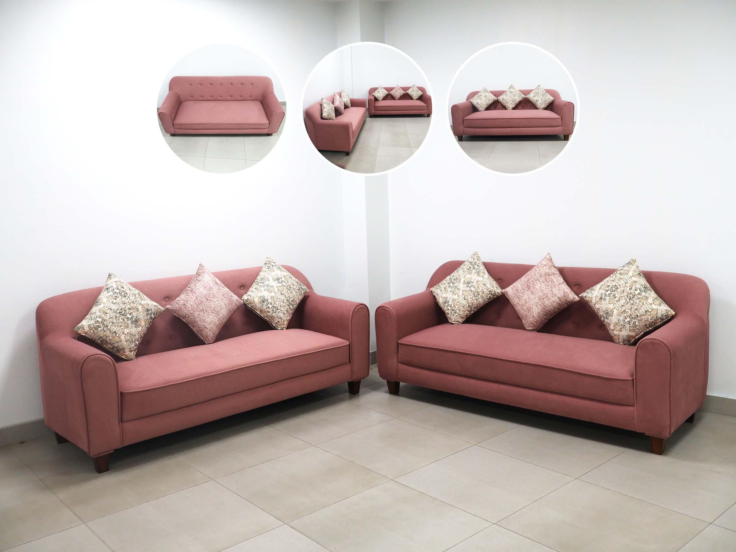 Pink 3+3 Sofa Set