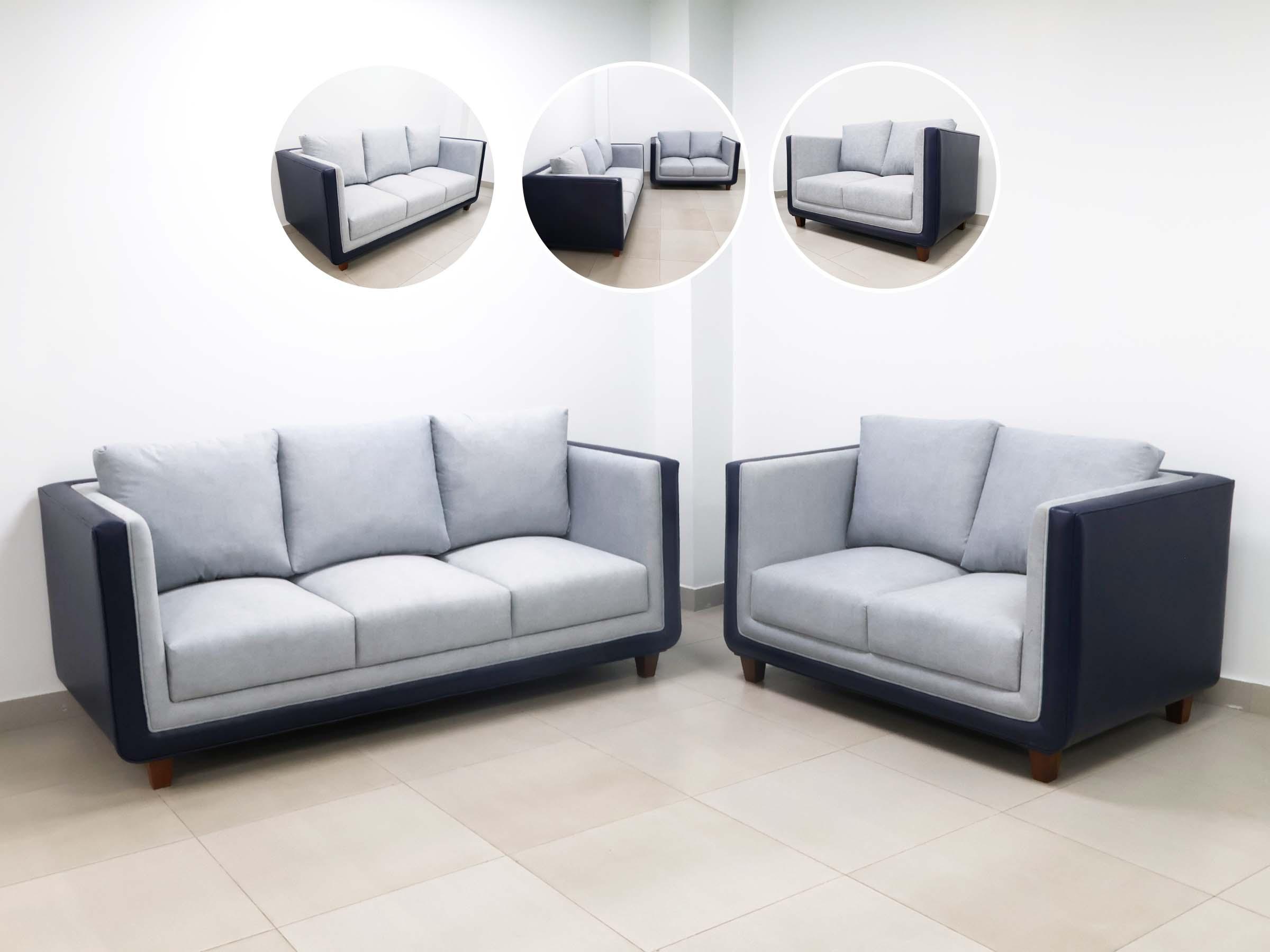 Dual Fabric Sofa Set