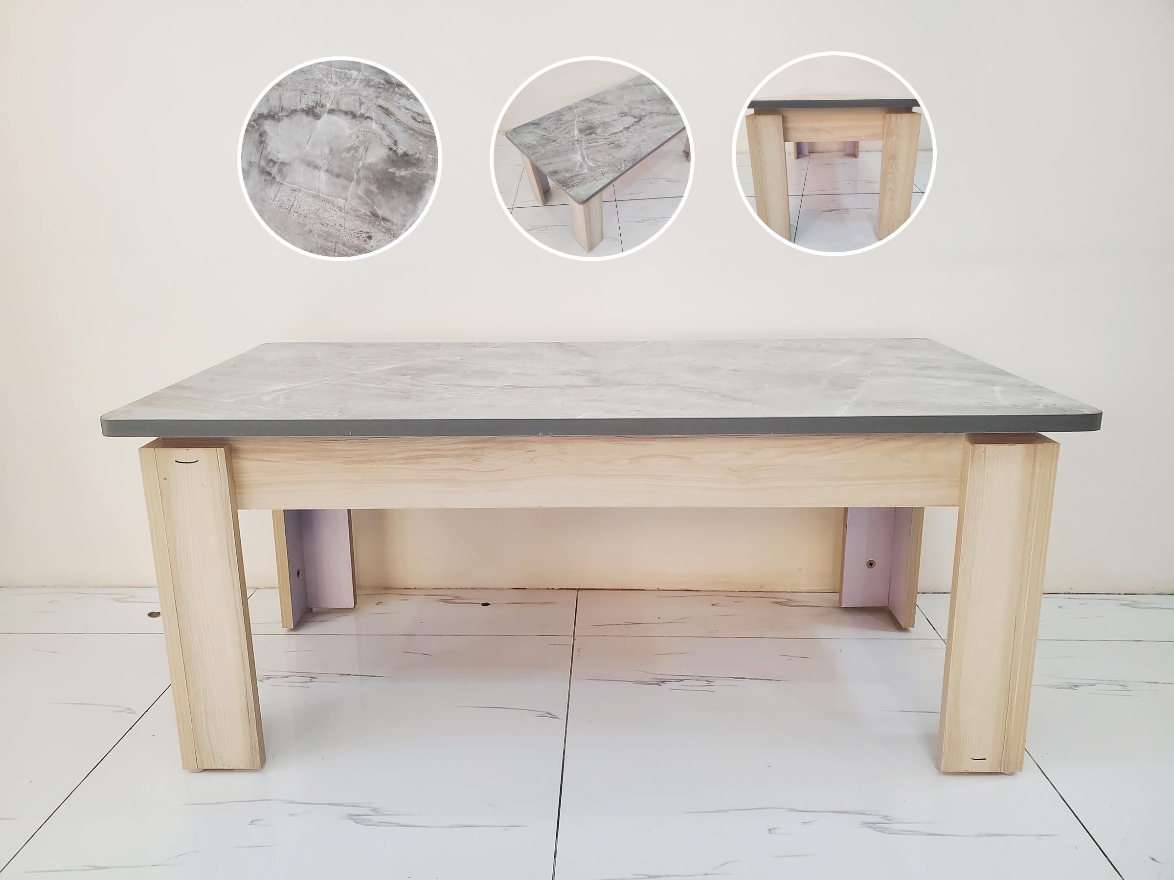 Light onyx marble pattern quadrant tea table
