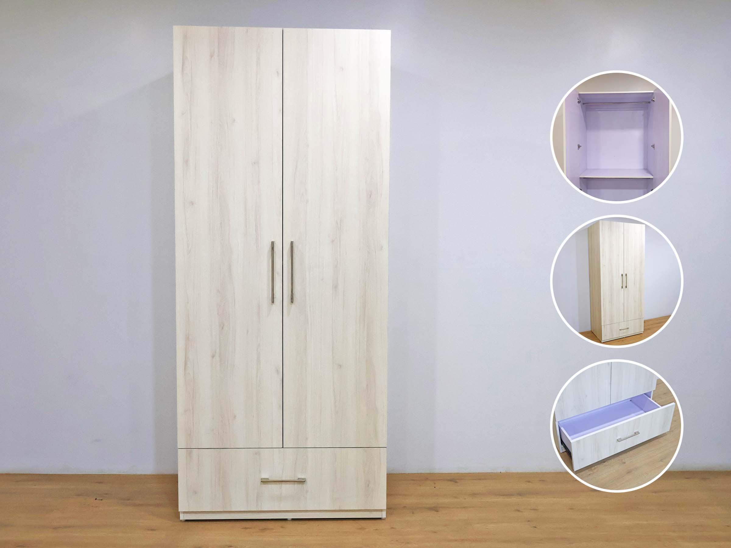 2-Door Light Wood Wardrobe