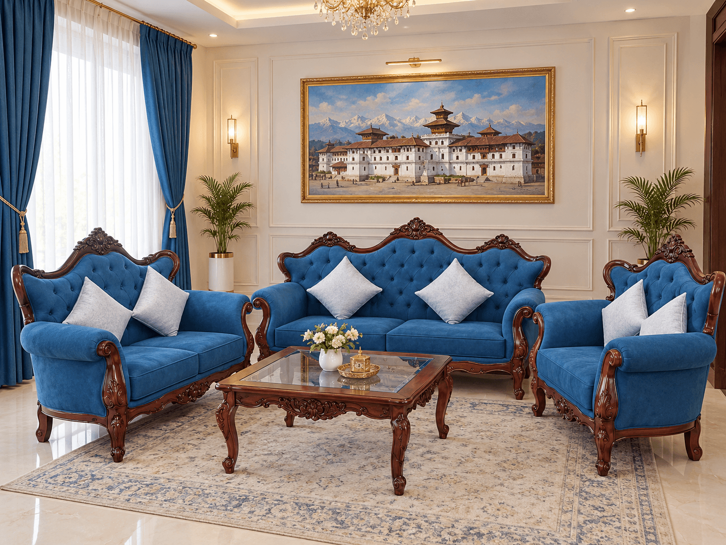 Carved Royal Sofa - Furniture in Nepal