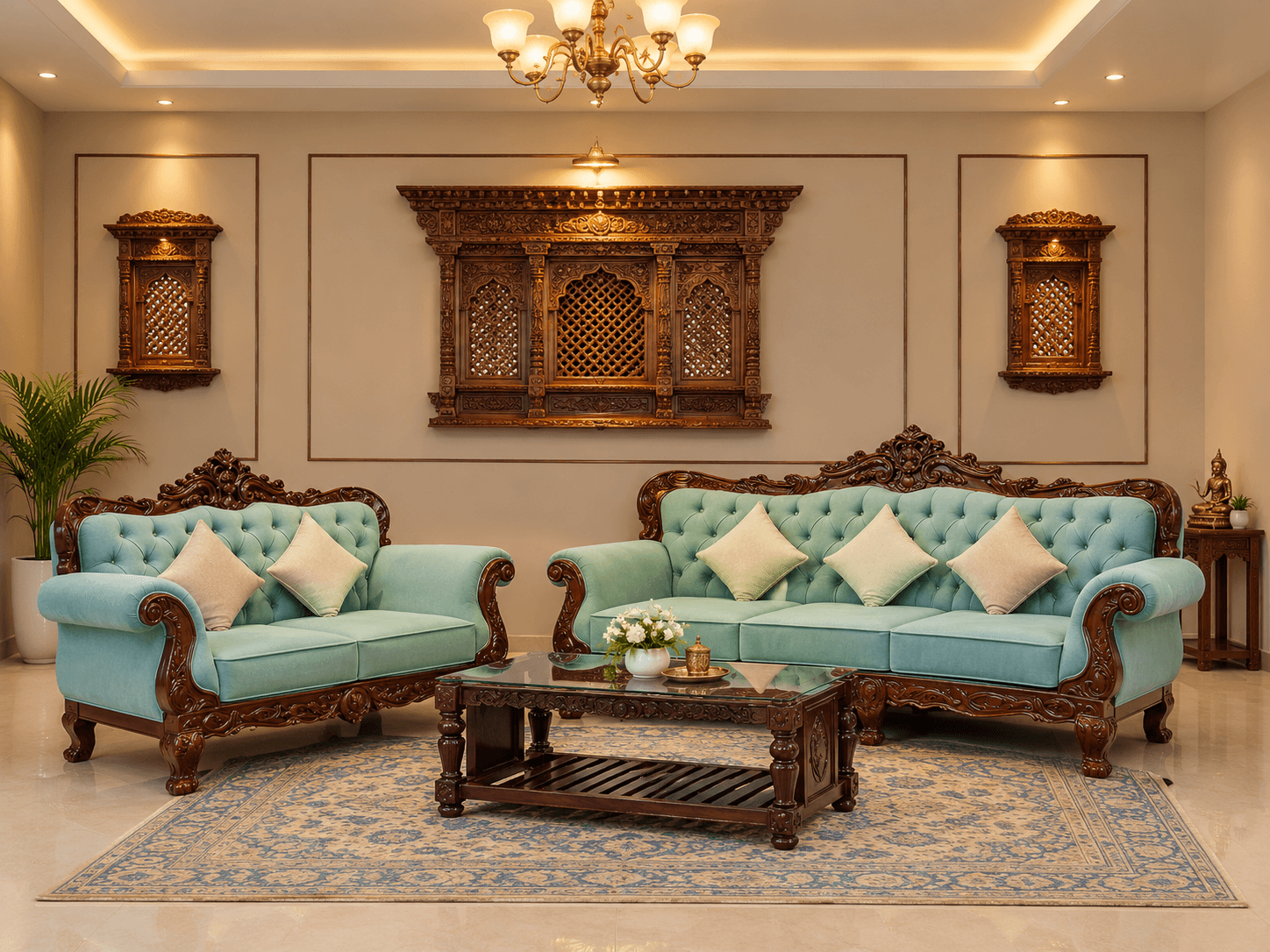 Sea Colored Royal Sofa - Furniture in Nepal