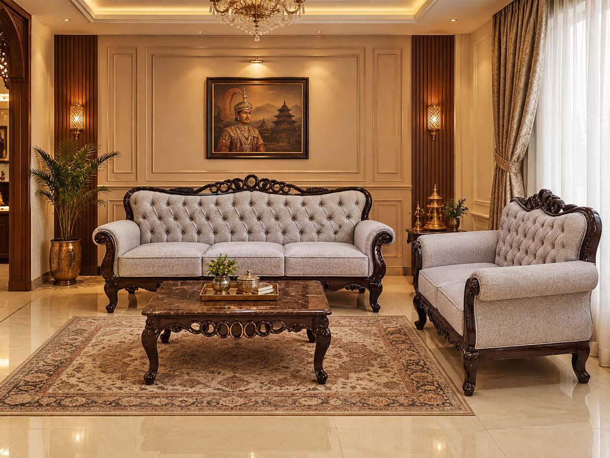 Shiny Grey Royal Sofa - Furniture in Nepal