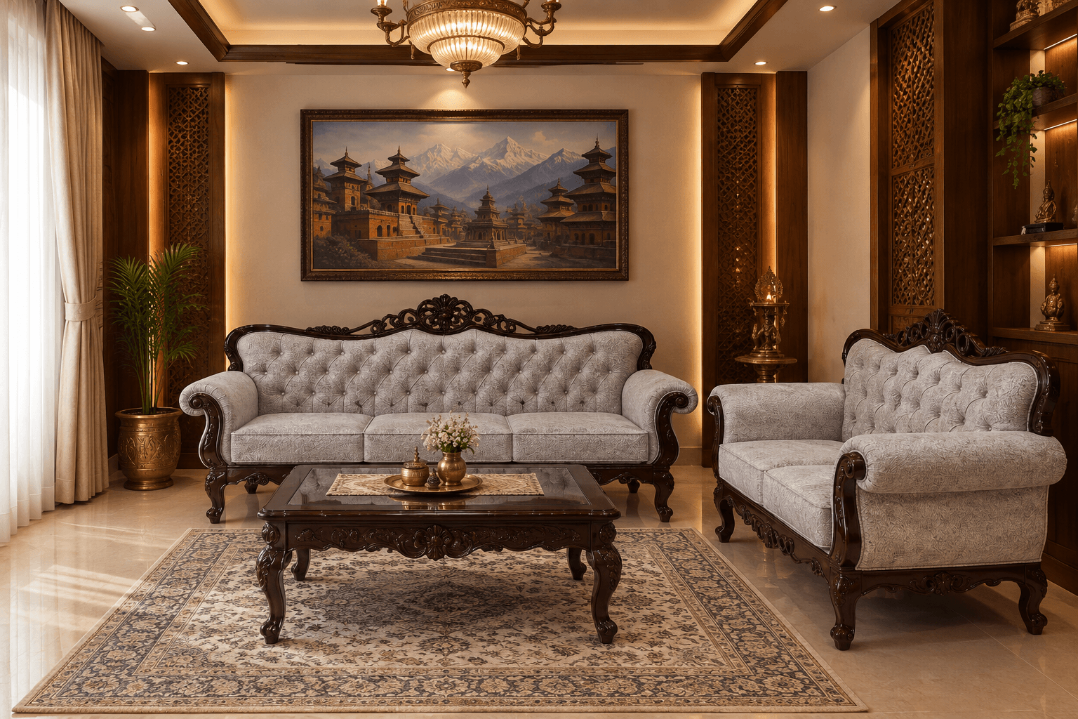 Shiny Grey Royal Sofa - Furniture in Nepal