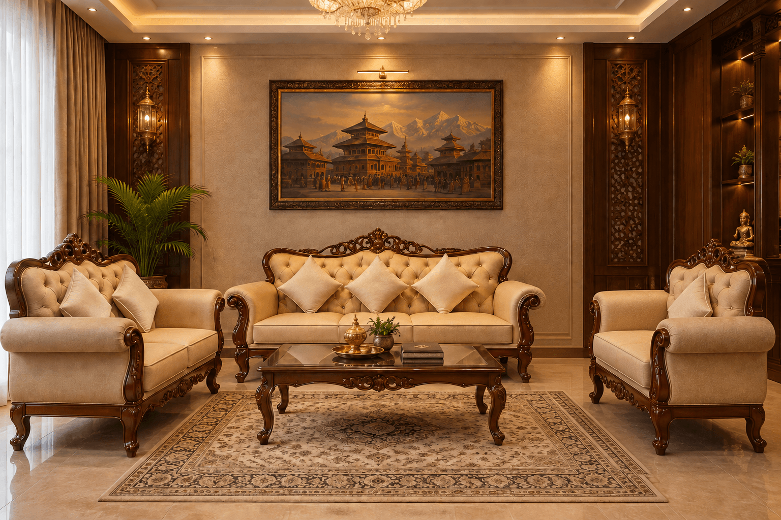 Shiny Royal Carved Sofa - Furniture in Nepal